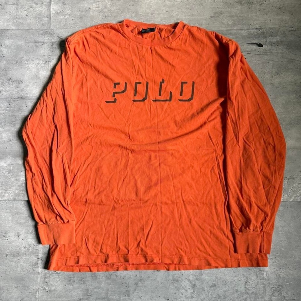 Vintage‎ 90s Polo Ralph Lauren Orange Cotton Long Sleeve Shirt
